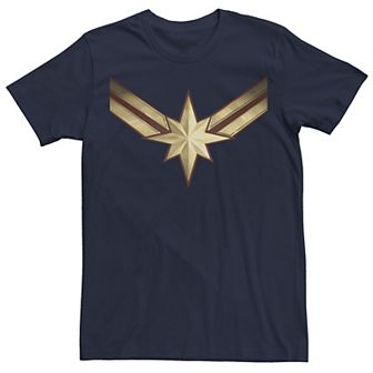 Men's Marvel Captain Marvel Movie Gold Blue Logo Graphic Tee