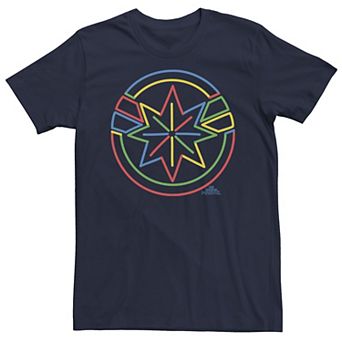 Men's Marvel Captain Marvel Colorful Outline Logo Graphic Tee