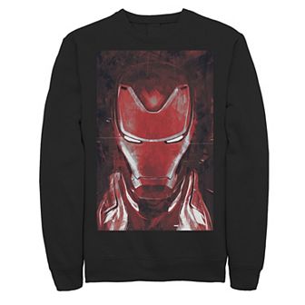 Men's Marvel Avengers Endgame Red Iron Man Portrait Graphic Fleece Pullover