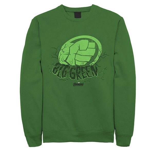 Men's Marvel Avengers Endgame Hulk Big Green Stamp Graphic Fleece Pullover