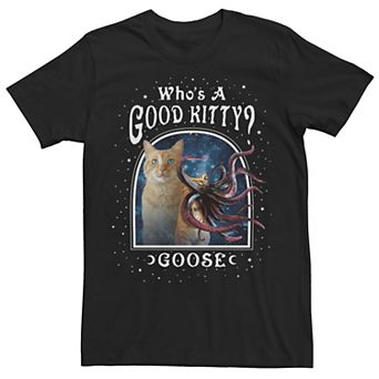 Men's Marvel Captain Marvel Who's A Good Kitty Goose Cosmic Portrait Graphic Tee