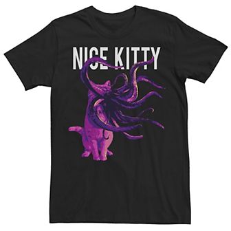 Men's Marvel Captain Marvel Goose Nice Kitty Tentacle Neon Portrait Graphic Tee