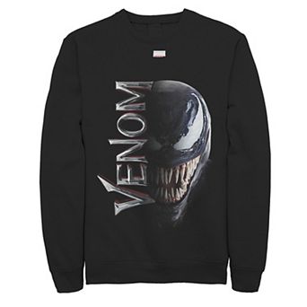 Men's Marvel Venom Split Down The Middle Grin Graphic Fleece Pullover