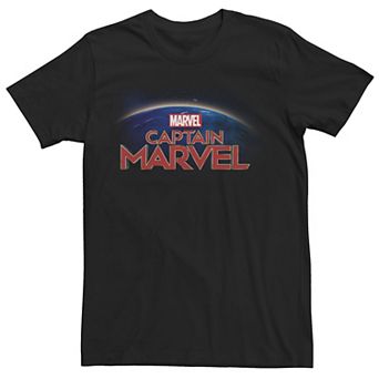Men's Marvel Captain Marvel Movie Logo Over Earth Graphic Tee
