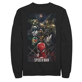 Men's Marvel Spider-Man Game Villain Web Collage Sweatshirt