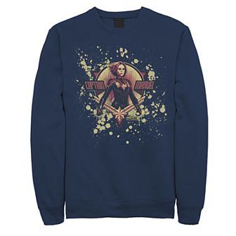 Men's Marvel Captain Marvel Cracked Paint Splatter Logo Fleece