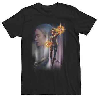 Men's Marvel Captain Marvel Flying Space Portrait Tee
