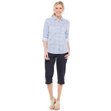 Women's Croft & Barrow® Knit-To-Fit Roll Tab Sleeve Shirt