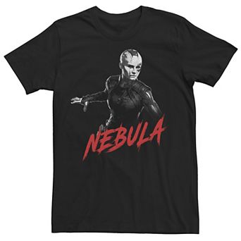 Men's Marvel Nebula Grey Scale Portrait Color Pop Logo Tee