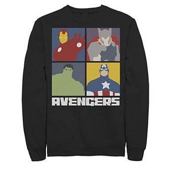 Men's Marvel Avengers Assemble Iron Man Hulk Thor Cap 4 Box Sweatshirt