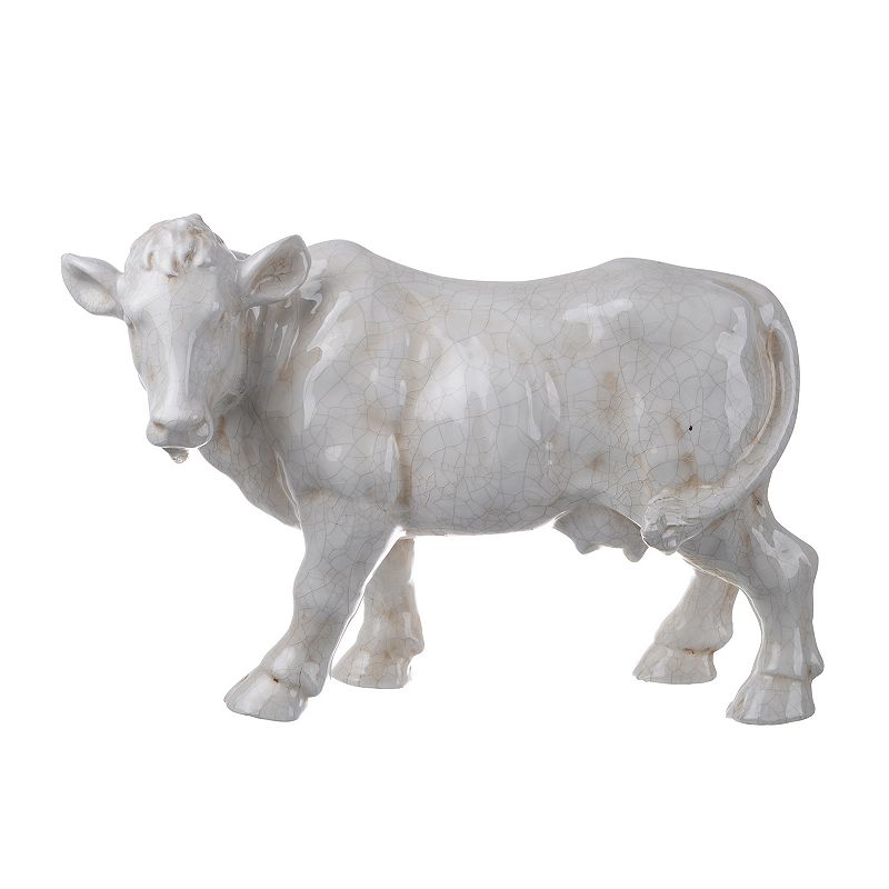 Hector Crackled Cow Statuette, White