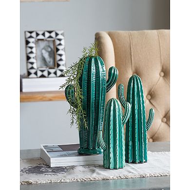 Saguaro Blue Ceramic Cactus Table Decor