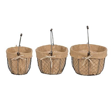 Joyce Oval Canvas Lined Decorative Basket 3-piece Set