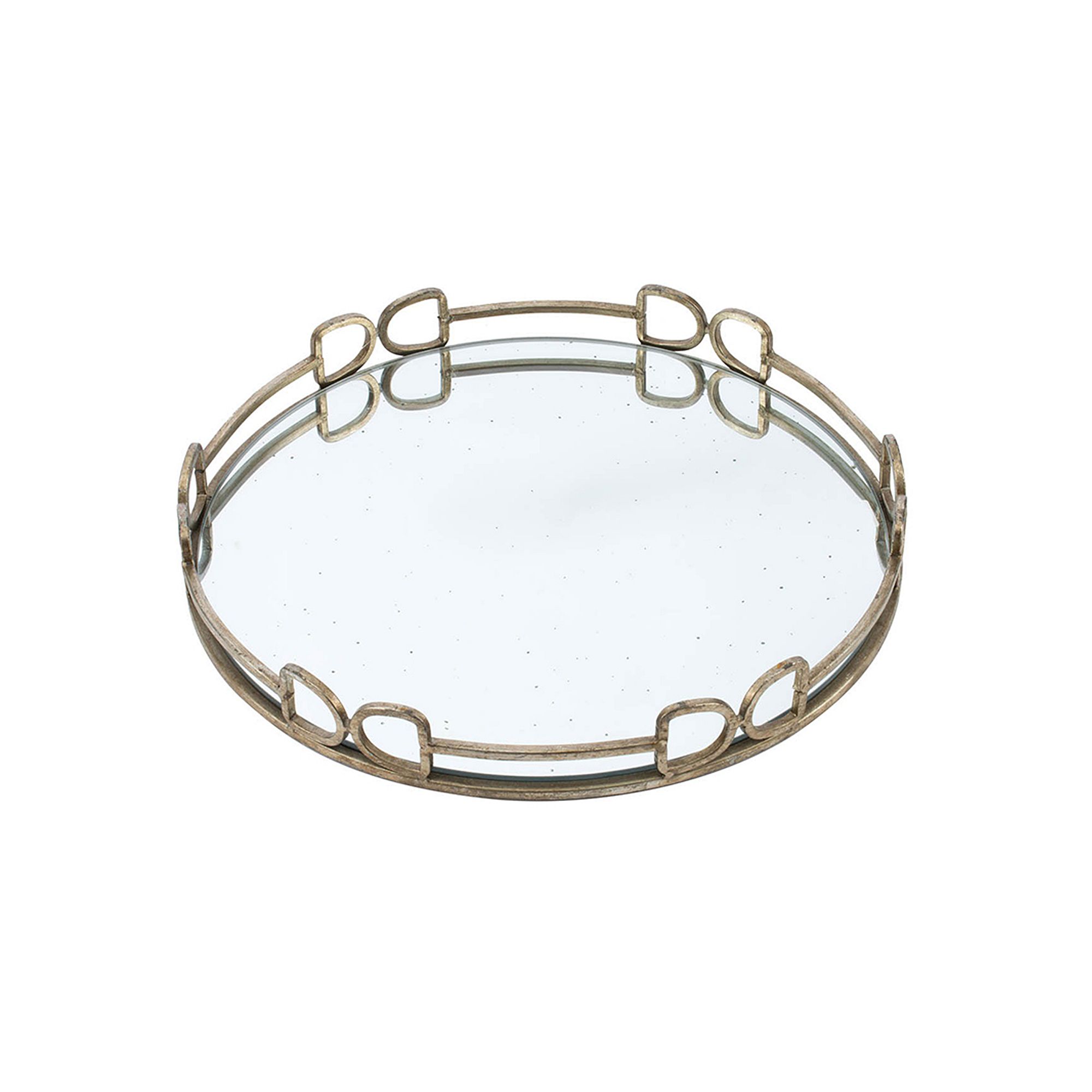 Valentina Large Round Mirror Tray, Silver