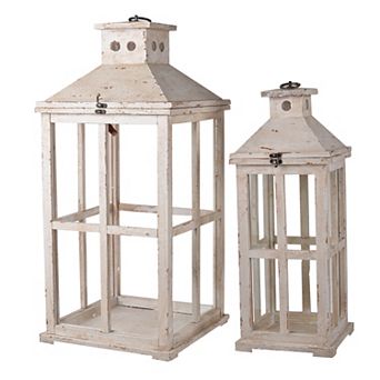 Reed Distressed Lantern Table Decor 2 pc Set