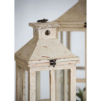 Reed Distressed Lantern Table Decor 2-piece Set