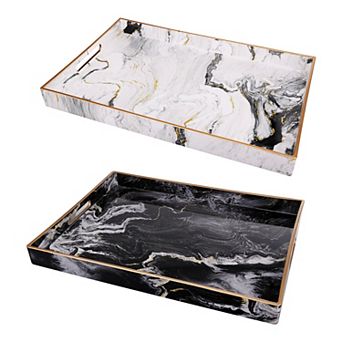 A&B Home Quinn Rectangular 2 pc Tray Set