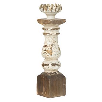 A&B Home Bellamy Distressed White & Gold Candle Holder