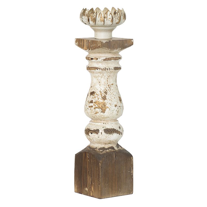 61283133 Bellamy Distressed White & Gold Candle Holder sku 61283133