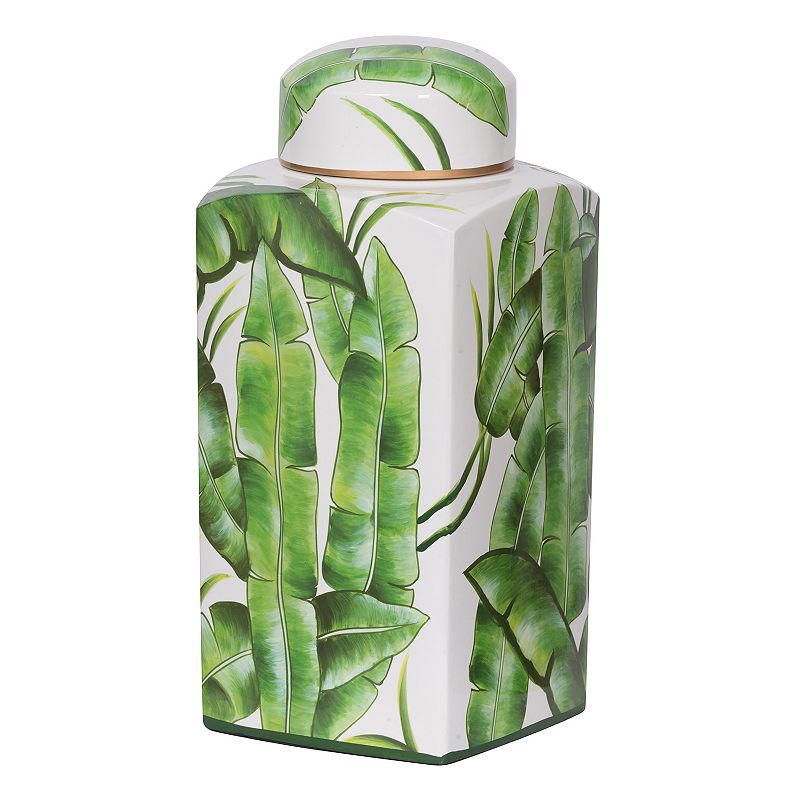 70831926 Lovise Palm Decorative Jar Table Decor, White sku 70831926