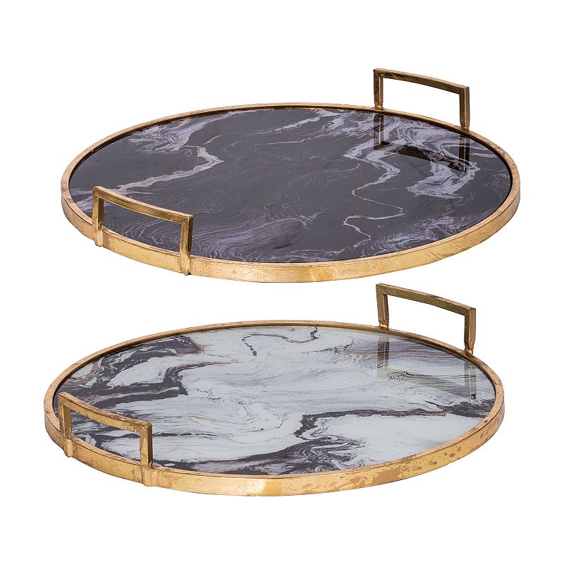 Decorative Black & Gold 2-Piece Tray Set