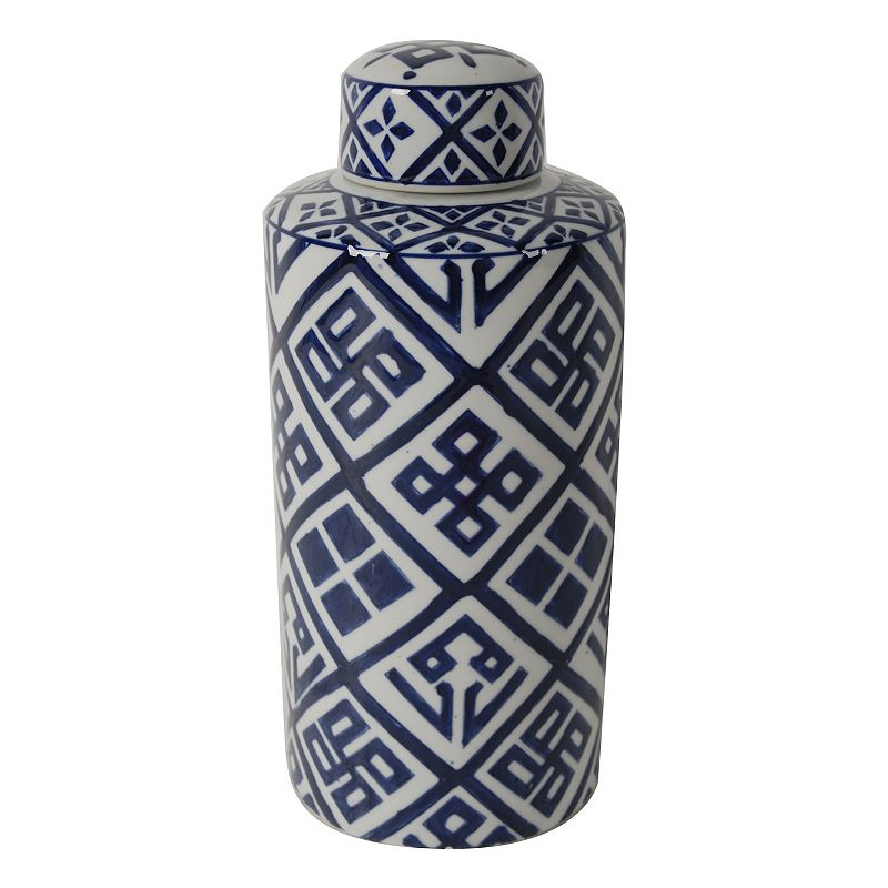 Valora Geometric Small Decorative Jar Table Decor, White