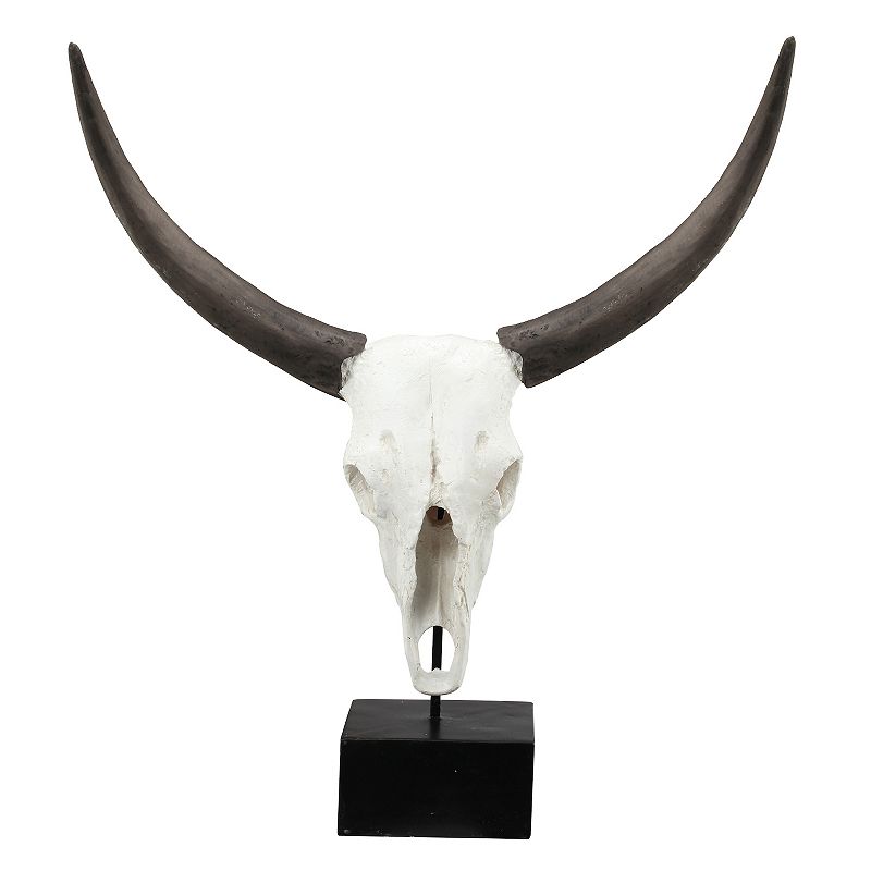Faux Cow Skull Table Decor, White