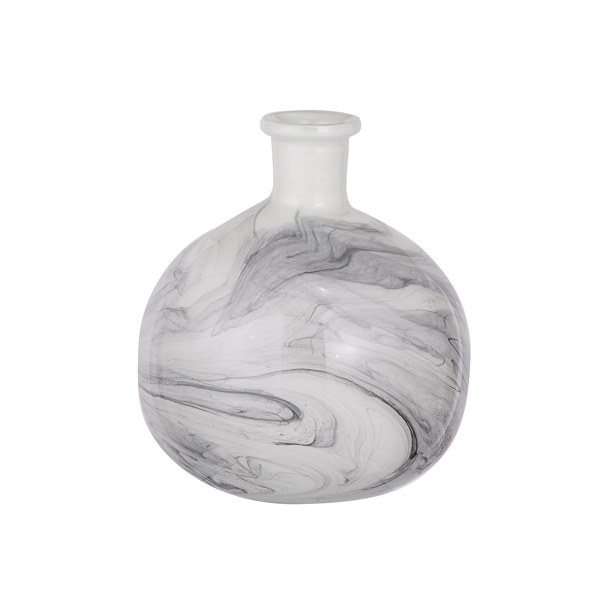 Svirla Round White & Black Swirl Vase