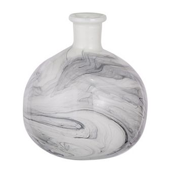 A&B Home Svirla Round White & Black Swirl Vase