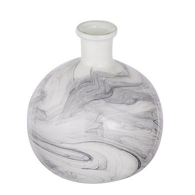 A&B Home Svirla Round White & Black Swirl Vase