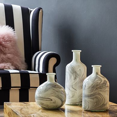 A&B Home Svirla Round White & Black Swirl Vase