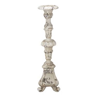 Distressed White Candle Holder