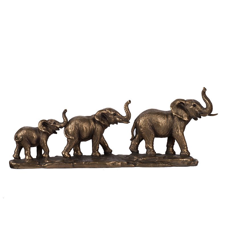 Elephant Family Statue Table Decor, Brown