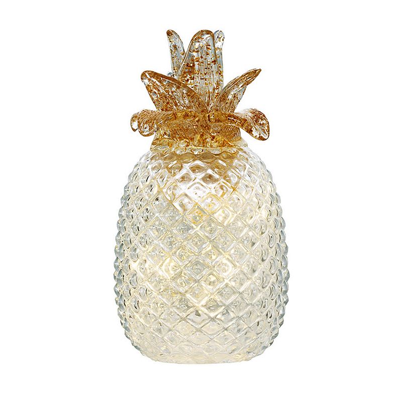 Tall Glass LED Pineapple Table Decor, Multicolor