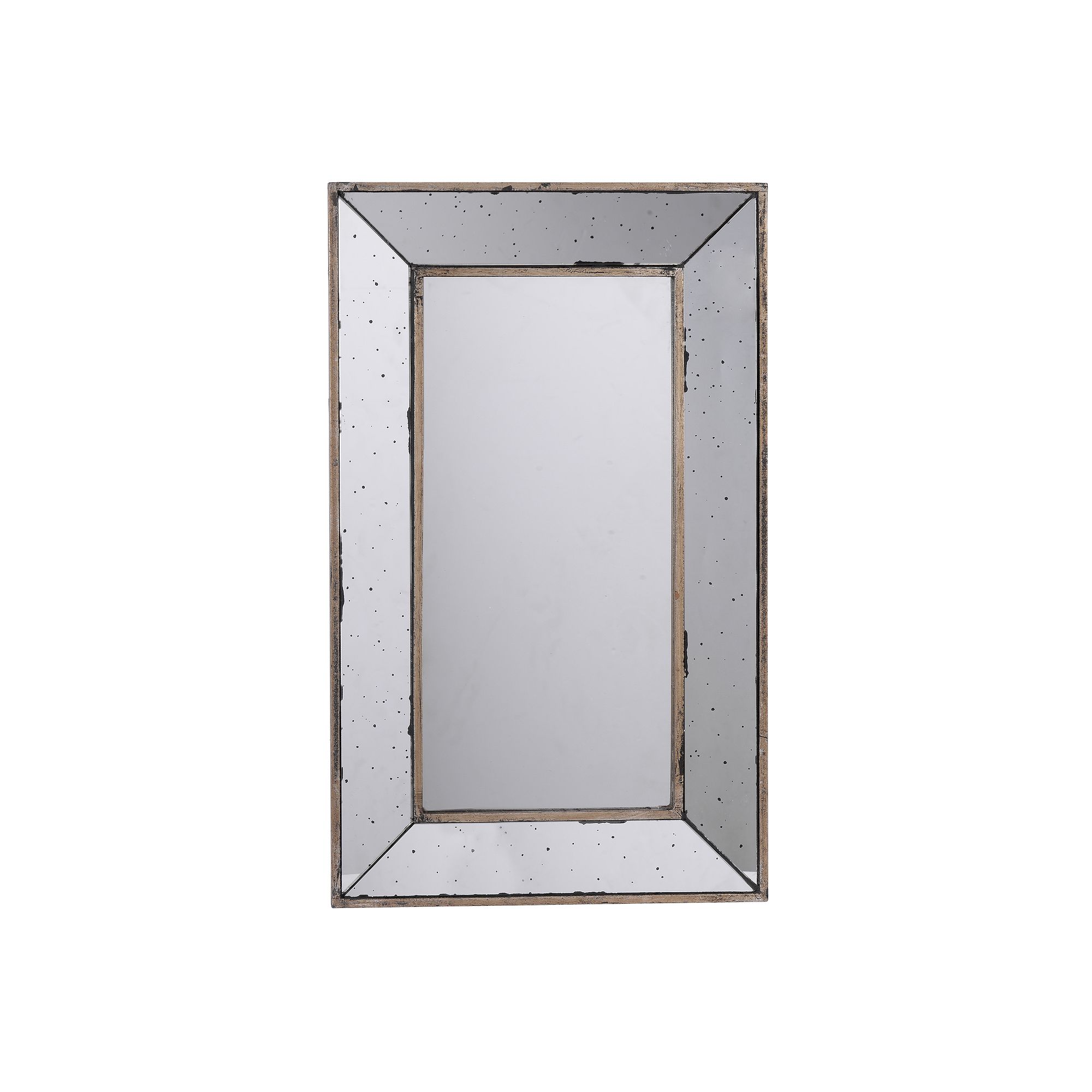 Distressed Rectangular Mirror Decorative Tray Table Décor, Silver