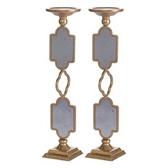 A&B Home Cleo Grand Gold 2 pc Candle Holder Set