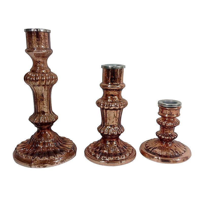Luminary Treasures Antique Copper 3-Piece Candle Holder Set, Brown