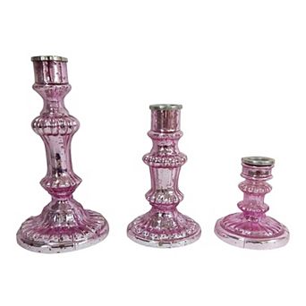 Luminary Treasures Antique Pink 3 pc Candle Holder Set