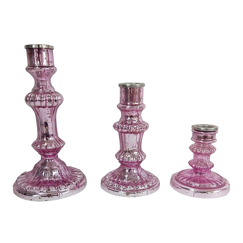 Luminary Treasures Antique Pink 3-Piece Candle Holder Set