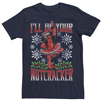 Men's Marvel Deadpool Nutcracker Ballerina Santa Holiday Tee
