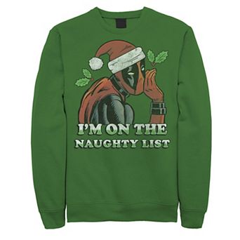 Men's Marvel Deadpool Santa Secret Naughty List Holiday Sweatshirt