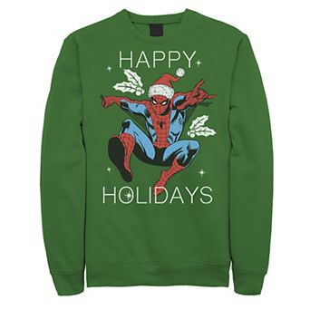 Men's Marvel Spider-Man Happy Holidays Santa Hat Vintage Fleece