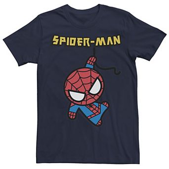 Men's Marvel Spider-Man Hanging Cute Kawaii Tee