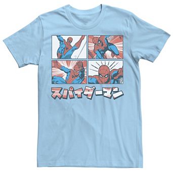 Men's Marvel Spider-Man Kanji Comic Panels Graphic Tee