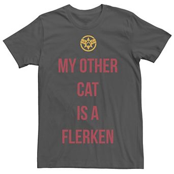 Men's Marvel Captain Marvel My Other Cat Is A Flerken Bold Logo Graphic Tee