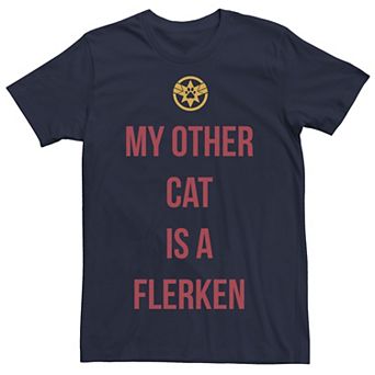 Men's Marvel Captain Marvel My Other Cat Is A Flerken Bold Logo Graphic Tee