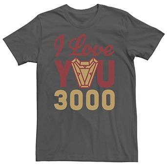 Men's Marvel Avengers Endgame Iron Man I Love You 3000 Red Yellow Logo Graphic Tee