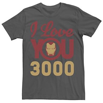 Men's Marvel Avengers Endgame Iron Man I Love You 3000 Helmet Logo Graphic Tee