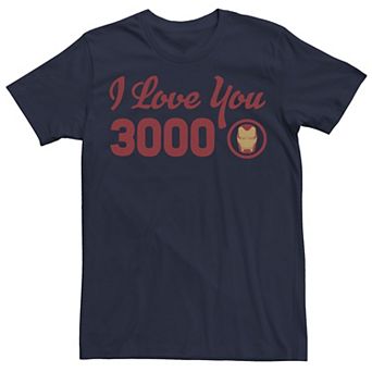 Men's Marvel Avengers Endgame Iron Man I Love You 3000 Red Logo Graphic Tee