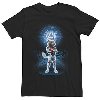 Men's Marvel Avengers Endgame Logo Rocket Quantum Suit Portrait Graphic Tee